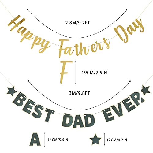 Image of Happy Father's Day Gold Banner Bunting Banner for Dad Father's Party Decorations Backdrop Garland for Father's Day (2 pcs Gold)