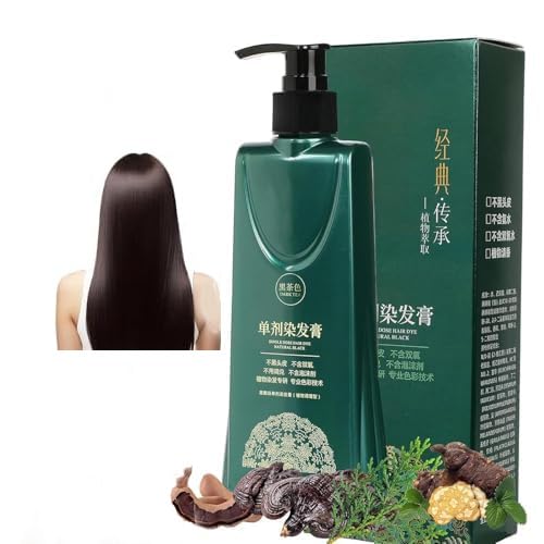 Mild Formula Long Lasting Hair Dye Set,Nourishing Plant-Based Hair Color Dye Cream,Plant Single Dose Dye,Plant Extracts Shampoo, for Gray Coverage (Light Black)