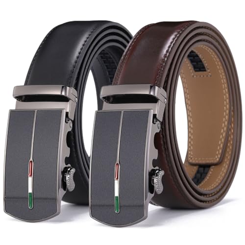 El Mejor Listado de Cinturones de Moda para Hombre - los preferidos. 47 Vikarland Cinturón de Hombre de 2 Piezas Negro y Marrón Automático Hebilla- Cinturón de Moda & Clásico para Hombre para Trabajo Casual Negocios (28'-34' Tamaño de los...