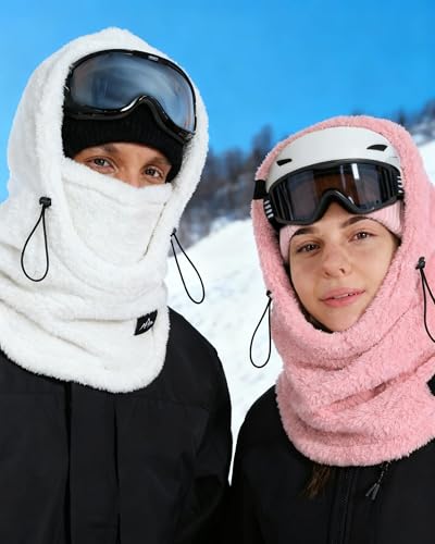 YYIDATON Plüsch Sturmhaube Mütze Winter Thermo Skimaske Fleece Thermale Windbeständig Gesichtshaube Outdoor Mütze Schal Balaclava für Herren Damen (Schwarz)