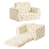 Tiita 2-in-1 Kids Sofa, Convertible Children Couch to Lounger, Flip Out Kids Chair, Toddler Armrest Chair Bed, Folding Kid Play Sofa for Girl or Boy, Flower