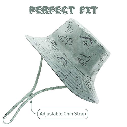 Orvinner Baby Sun Hat Cotton, Toddler Upf 50+ Sun Protection Beach Bucket Hat Kids Boys Girls Wide Brim Summer Play Hat (A1-Green, 2-4T) #TOP2