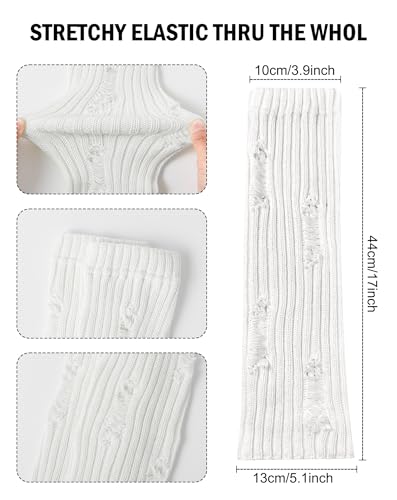 Yawlsow Women's Leg Warmers for Girls Y2k Goth Knit Ankle Warmers Winter with Holes, Harajuku Cute Long Socks Kawaii Clothes4