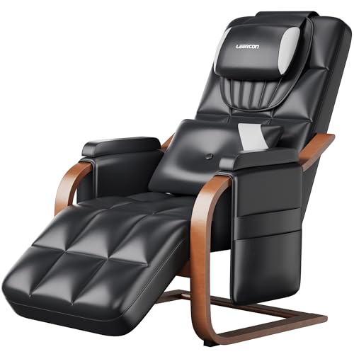 LEERCON Massage Chair Full Body, L-Track 4D Zero Gravity Shiatsu Heating Massage Recliner Chair,PU Leather,Adjustable Footrest for Study, Office, Living Room, Assembly Required