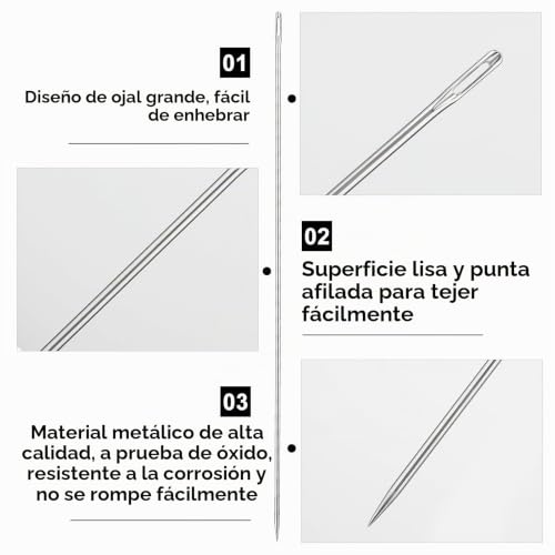 Miniatura 3 de Andibro Agujas De Coser De Acero Inoxidable, 30,5 Cm De Largo Agujas De Coser De Gran Cazo 3 Mm De Espesor Para El Hogar Tapiz De Cuero Bordado Moqueta Bricolaje