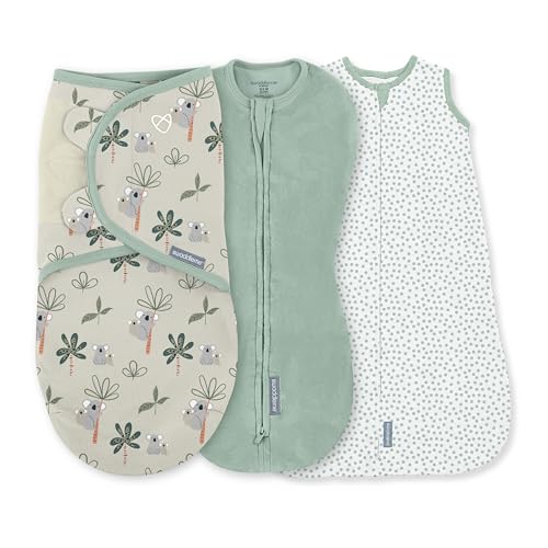 Image of SwaddleMe by Ingenuity Comfort Pack Baby Swaddle Set, Size 0-3 Months, 5-14 Pounds, SwaddleMe Pod, Original Swaddle, Night Sack, 3pk - Koala Trees
