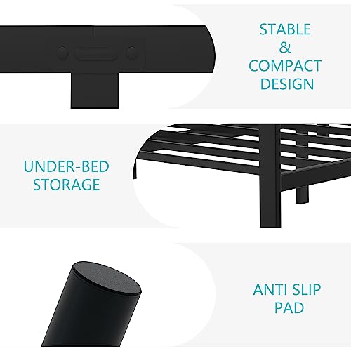 Walsunny Queen Size Platform Bed Frame with Wooden Headboard and Metal Slats, Rustic Country Style Mattress Foundation, No Box Spring Needed, Strong Metal Slats Support, Easy Assembly - Thumbnail 5