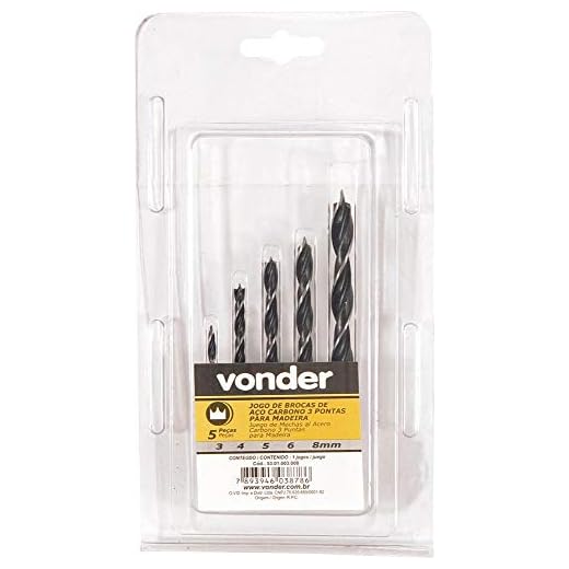 Vonder, Jogo De Brocas 3 Pontas Com 5 Peças, De 3 Mm A 8 Mm.