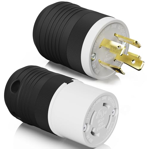 AIDA NEMA L14-30P & NEMA L14-30R Locking Plug and Connector Twist Generator Male and Female Adapter 30 Amp 125/250 Volt 3-Pole 4-Wire Grounding Industrial-Strength Heavy Duty UL Listed