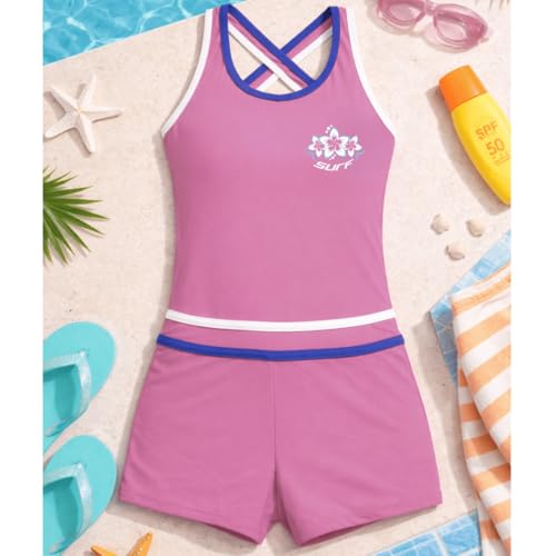 Bañador para niña rosa fucsia de tejido resistente y costuras suaves 2
