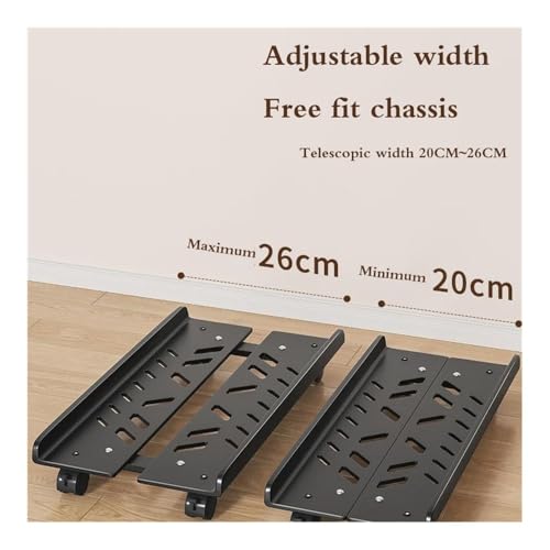 Soporte móvil para torre de computadora para caja PC, ajustable con 4 ruedas giratorias, compatible con la mayoría de PC, para uso bajo escritorio miniatura 3