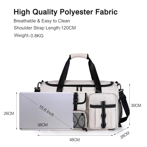 3 in 1 Sports Gym Bag for Women Crossbody Shoulder Bag Men Backpack Weekender Overnight Travel Flight-Approved Duffle Bags with Shoe Compartment & Dry Wet Separation Tote Handbags White3