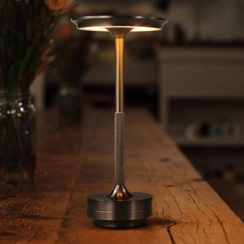 テーブルランプ おしゃれ 間接照明 レトロ コードレス 北欧 タッチセンサー ベッドサイドライト 寝室 卓上 電気スタンド テーブルライト アンティーク 3段階調色 無段階調光 ナイトライト 充電式 ベッドサイドランプ (新 black)