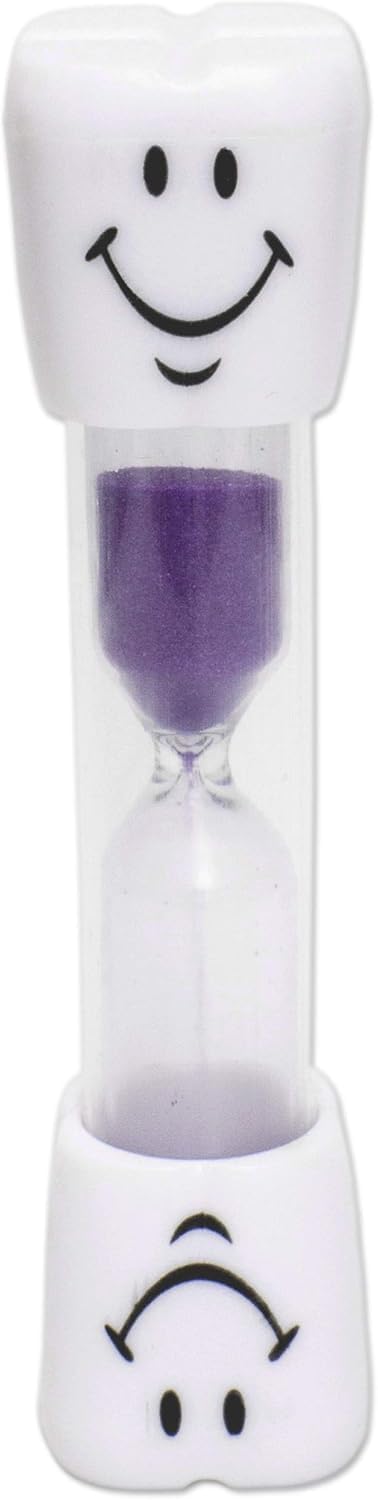 Kids Toothbrush Timer ~ 3 Minute Smiley Sand Timer for Brushing Children's Teeth (Purple)