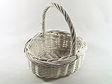 Inhalt: 1 Stück Adam Schmidt Kinderkorb Henkelkorb weiß Gross, Größe: ca. 20 cm - Blumenkinderkorb Streukorb Streukörbchen Korb Weidenkorb geflochten