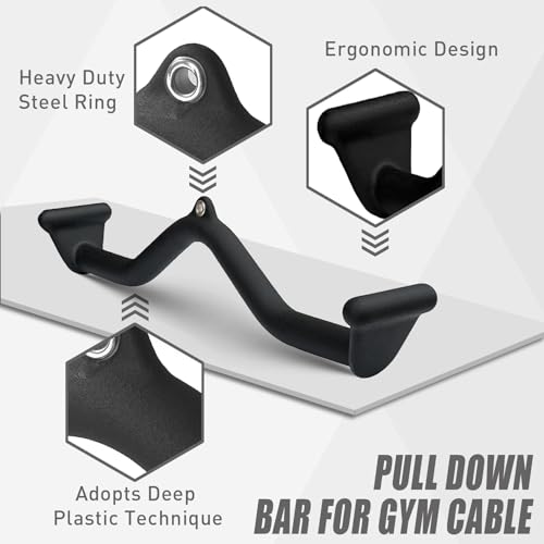 Image of BLUSLM Lat Pull Down Bar T bar Row Attachment, V Bar Tricep Lat Pulldown Attachments, Back Strength Training Bar for Home Gym Exercise Cable Machine Attachments