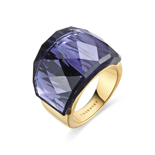 LUXENTER Anillo Mujer en Aleación de Metal con Cuarzo Hidrotermal Ónix Color Morado y Dorado Acabado en Oro Amarillo… — oferta en Amazon
