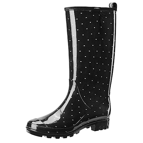 HISEA Women's Tall Rain Boots Polka Print
