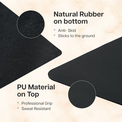 Image of WiseLife Alignment PU Rubber Professional Yoga Mat Carry Strap Extra Thick Extra Long Exercise floor mat for Gym, Workout,Fitness, Yoga and Pilates PURE PU Leather & Natural Rubber (Black 5mm)