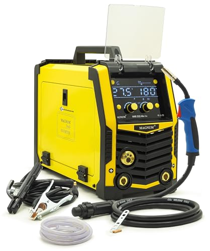Magnum MIG MAG 212 Alu Cu - Soldadora profesional con sinergia, 200 A, MIG/MAG/MMA/TIG Lift para acero, acero inoxidable y aluminio, compacta y potente