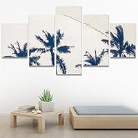 SIGNWIN 5 Panel Canvas Wall Art Palm Tree Shadows for Home Decorations Ready to Hang - 60
