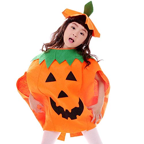 LONTG Halloween Noël Costume de Citrouille Enfant Adulte Vêtement de Citrouille Cape à Capuche pour Déguisement Cosplay Mascarade Partie Spectacle Ensemble de Bonnet et Robe Citrouille