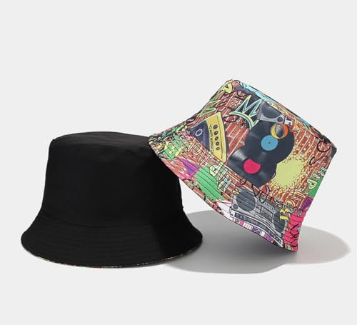 Image of Quanhaigou Bucket Hats Unisex Summer Travel Beach Fisherman Cap for Men Women Teens (Graffiti Colourful)