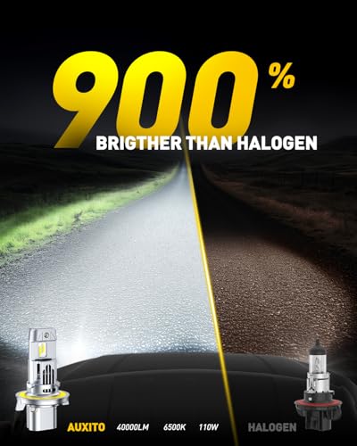 Image of AUXITO H13 Bulbs, 40000LM 9008 LED Super Bright, 900% Light Bulbs, Plug N Play, Long Lifespan, 2PCS