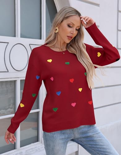 Image of Womens American Flag Sweater Crew Neck Casual Pullover Sweater