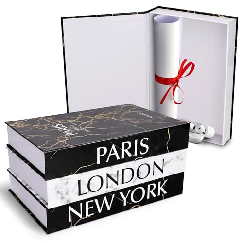 Decorative Books for Home Decor - Set of 3 Faux Coffee Table Books for Modern Home Decoration, Fake Stacked Bookbox Set for Bookshelf, Coffee Table Decor