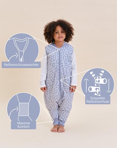 Molis & Co Baby-Schlafsack mit Füßen, 25 TOG, 70 cm, Blue Garden, 100% Baumwolle (OEKO-TEX 100) für Übergangszeit und Winter – Bild 4