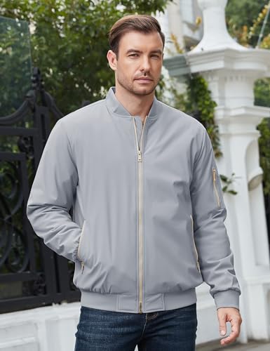 CRYSULLY Men's Bomber Jacket Full Zip Windbreakers Casual Jackets Fall Winter Warm Padded Coats3