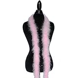 22g, 72' Long Turkey Marabou Feather Boa, 40+ Colors and Patterns to Pick from (Light Pink w/Lurex...