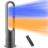 セラミックヒーター 【泠暖兼用・羽根なし・節電】暖房器具 省エネ 電気 大風量 速暖 3段階温風と8段階冷風 100°首振り 9hタイマー付 リモコン付 冷暖房 強風＆微風＆静音 30w/1100w セラミックファンヒーター DCモーター 転倒&過熱OFF 足元ヒーター スリム 暖房 温風 子供部屋/脱衣所/トイレ/寝室/リビンク/書斎/家庭用 電気ストーブ PSE認証済 日本語説明書 グレー