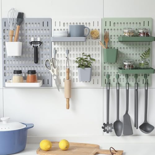 Soporte de pared para cocina y baño LABRIMP estante rectangular multifuncional con ganchos 3