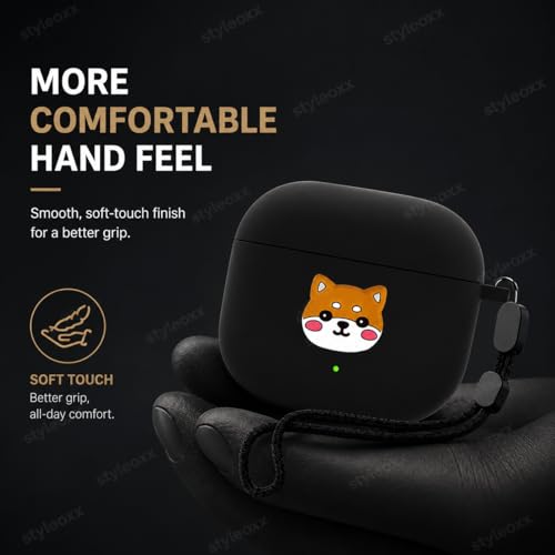 Image of Anvique Silicone Case for OnePlus Buds 4 Pro,Shockproof Protective Cover, Scratch Resistant, Lightweight, Precise Fit with Charging Access (Shiba Dog Lanyard)