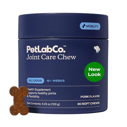 Petlab Co. Joint Care Chews for Dogs - High Levels of Glucosamine, Green Lipped Mussels, Omega 3 and Turmeric - Hip and Joint Supplement for Dogs to Actively Support Mobility, Packaging May Vary