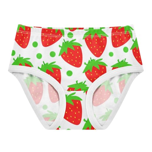 Toddler Underwear Custom 2t Cotton Cute Panties Girl Funny Briefs Undies Kids Cartoon Strawberries Dots Red