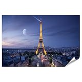 islandburner Poster Tour Eiffel la nuit avec lumières à Paris – Standard – Édition A1
