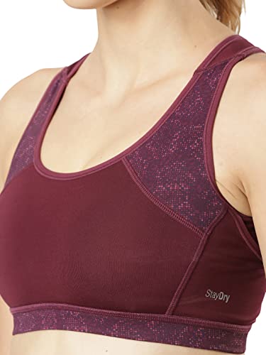 Image of Jockey MI03 Women's Wirefree Padded Polyester Elastane Stretch Printed Full Coverage Racer Back Styling Sports Bra with Stay Dry Treatment