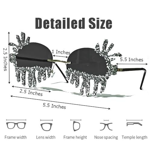 Rhinestone Sunglasses for Women,Cat Eye Sparkling Crystal Glasses,Fashion UV Protection Half frame Eyewear2