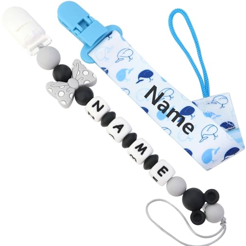 Cadenas Chupetes Personalizado para Bebé con Nombre personalizados Chupetero Niño Chicas (Blue-2)