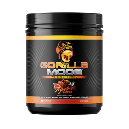 Gorilla Mode Pre Workout - Massive Pumps · Laser Focus · Energy · Power - L-Citrulline, Creatine, GlycerPump™, L-Tyrosine, Agmatine, Kanna, N-Phenethyl Dimethylamine Citrate - 617 Grams (Tigers Blood)