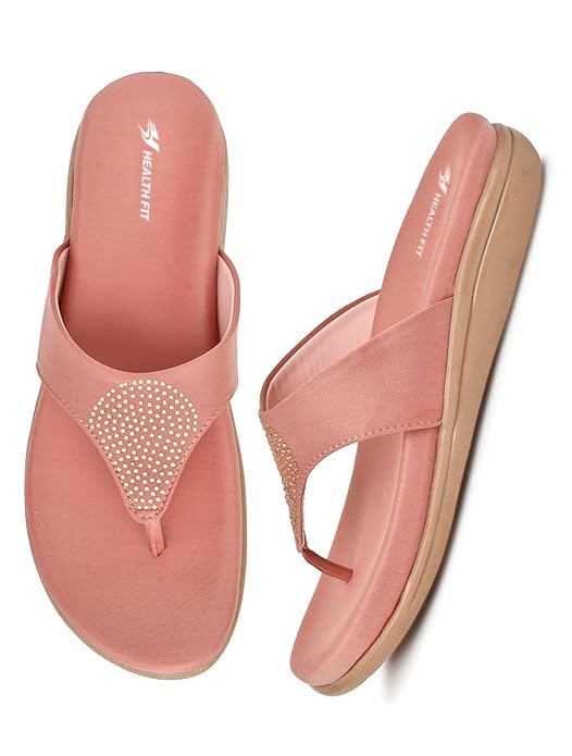 Image of HEALTH FIT EXTRA SOFT Women's Comfortable Memory Foam Doctor Slippers /Flip-Flops|Fashionable Casual & Stylish|Lightweight & Breathable|Outdoor Synthetic Casual Chappals Sandals Ladies & Girls HF21