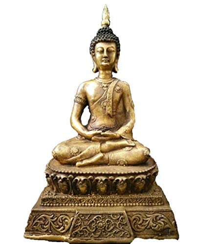 Bouddha Sakyamuni en cuivre contre le stress : déco zen dorée durable