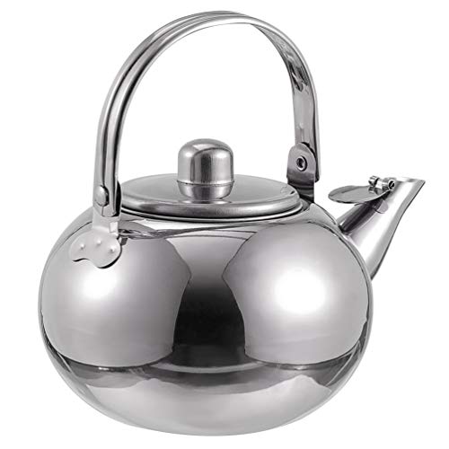 Cabilock Chaleira com apito de aço inoxidável e cabo ergonômico, prata 16 cm