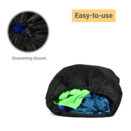 Image of Insular Polyester Strong Waterproof Laundry Bag With Locking Drawstring Closure | Machine Washable Collapsible For Laundry Hamper | Fits Laundry Baskets (Black, 25X30 inches, Pack of 1)
