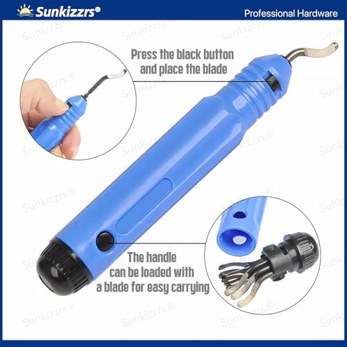 Image of Sunkizzrs Deburring Tool Kit with 10-Pcs Rotary Deburr Blades -Metal Cutter for Resin Art /Plastic /Aluminum -Hand Rotary Pipe Deburring Cutter -AC Tools with Anti-Slip Handle & Precision Edge