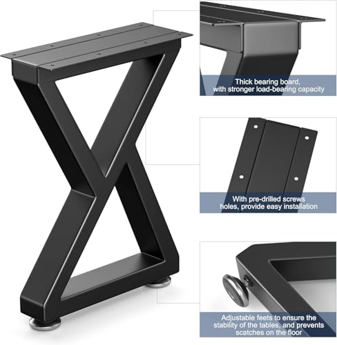 Image of 16'' Metal Coffee Table Legs, Heavy Duty Diamond Shape Bench Legs, Perfect for Breakfast Bar Stand Bench Dining Table, Industry DIY Furniture Legs (W30cm X H40cm, Set of 2)(16IN-Z-Type)