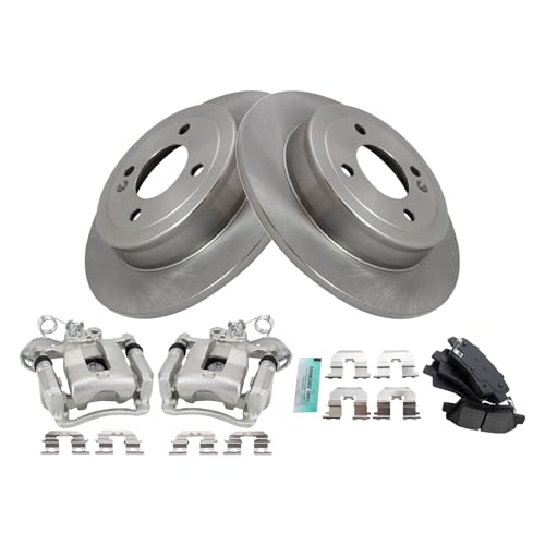 Image of TRQ Rear Brake Pad & Rotor Kit Semi-Metallic Compatible with 2012-2017 Kia Rio